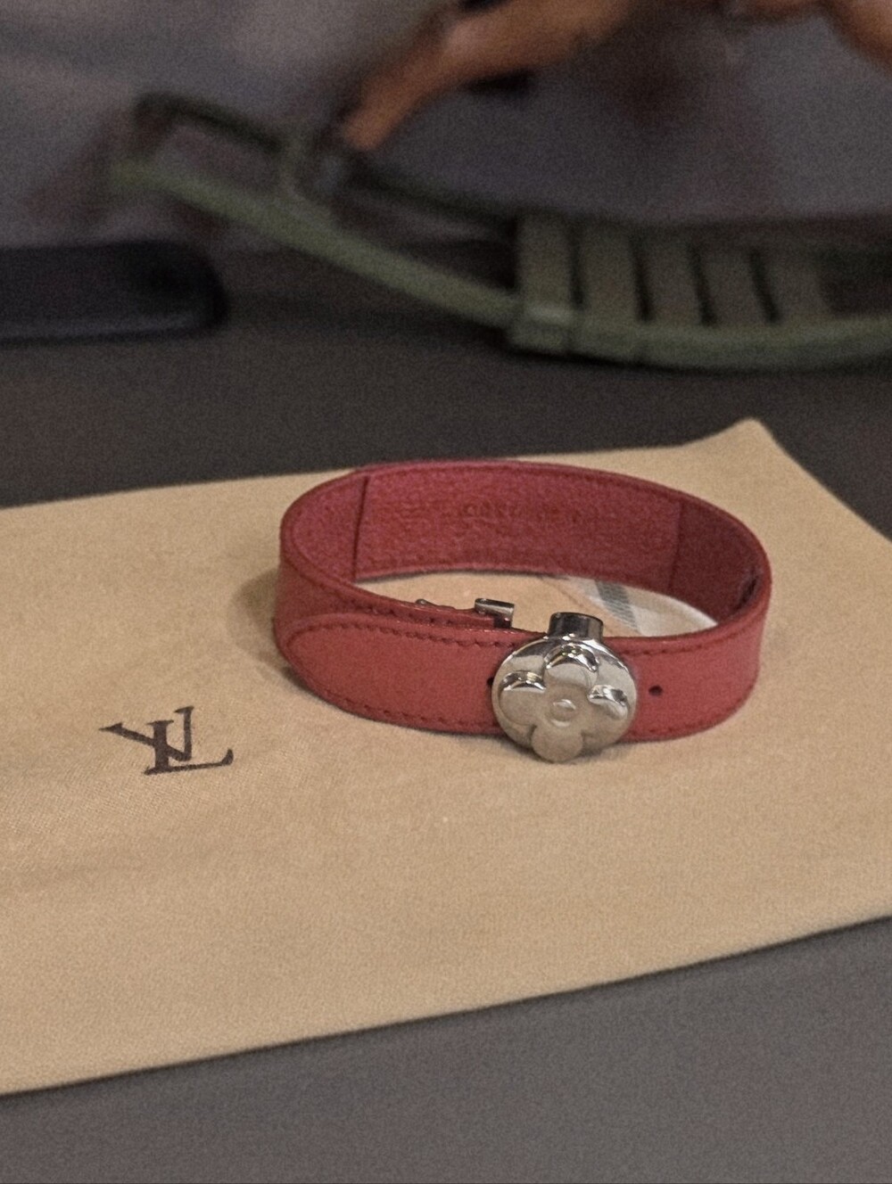 Louis Vuitton Wish Good Luck Red Silver Adjustable Leather Bracelet - Picture 13 of 14